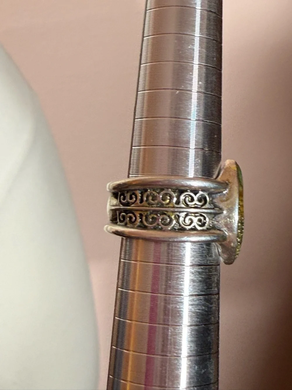 Vintage Sterling silver cheetah panther southwestern Boho Wide signet Ring 7 1/2